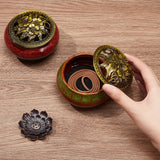 2 Sets 2 Colors Porcelain Incense Holders, Cone Incense Burner for Home Decoration, with 2Pcs Zinc Alloy Incense Burner Holder, Mixed Color