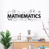 PVC Wall Stickers, for Home Living Room Bedroom Decoration, Rectangle with Word MATHEMATICS, Black, 365x950mm
