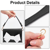 Litchi Texture PU Leather Wide Bag Handles, with Alloy Swivel Clasps, for Bag Replacement Accessories, Black, 37.4cm