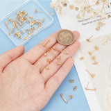 30Pcs 3 Style Ball & Teardrop Brass Stud Earring Findings, with Loops & 30Pcs Friction Ear Nuts, Real 18K Gold Plated, 12~15x3.5~9x3~4mm, Hole: 0.9~1.4mm, Pin: 0.7mm, 10Pcs/style