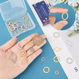 32Pcs 8 Styles 201 Stainless Steel Connector Charms, Geometric Links, Rhombus & Oval & Ring & Heart, Golden & Silver, 10~33.5x11~18x0.8~1mm, Hole: 1~1.4mm, 4pcs/style