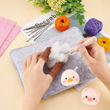 DIY Needle Felting Making Kit, Including Non-woven Fabric Pot Mat, Stainless Steel Felting Needles, Wood Punch Needles, Leather Finger Thimble, Mixed Color, 18pcs/bag