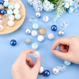 1 Set Mixed Style Acrylic Round Beads Sets, Light Sky Blue, 19~20mm, Hole: 2mm, about 50pcs/bag
