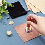 2Pcs 2 Styles Brass Stamp Heads, with 1pc Wood Handle and 1pc Velvet Pouch, For Wax Seal Stamp, Letter Pattern, Letter.A, Head: about 25~30x14mm, 1pc/style