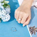 4Pcs Brass Adjustable Ring Settings, Prong Ring Settings for Gemstone, Platinum, Inner Diameter: 17mm, Tray: 7.5mm