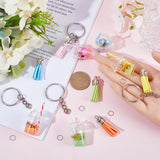DIY Fruit Juice Keychain Making Kit, Including Acrylic & Faux Suede Tassel Pendant Decorations, Iron Split Key Rings, Mixed Color, 35Pcs/bag