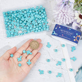 160Pcs 2 Styles Synthetic Turquoise Beads, Dyed, Cross & Round, Deep Sky Blue, 8~16x8~12x3.5~8mm, Hole: 1mm, 80pcs/style