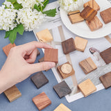 Square Wooden Pieces for Wood Jewelry Ring Making, Wood Ring Materials, with Different Natural Wooden Textures, Mixed Color, 31x31x11mm, 2pcs/color, 11 colors, 22pcs/set