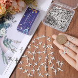 200Pcs 304 Stainless Steel Pendants, Cross, Stainless Steel Color, 17x10x0.8mm, Hole: 1.5mm