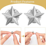 24Pcs Pentagram Alloy Brooch, Creative Badge for Backpack Clothes, Platinum, 15mm, Pin: 1.1mm