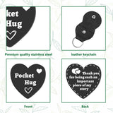 1Pc Heart Shape 201 Stainless Steel Commemorative Decision Maker Coin, Pocket Hug Coin, with 1Pc PU Leather Storage Pouch, Word, Heart: 26x26x2mm, Clip: 105x47x1.3mm