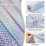 Sparkly Hologram Spandex Mermaid Printed Fish Scale Fabric, Stretch Fabric, for Clothes Sewing Craft, Colorful, 150~155x0.03cm
