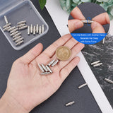 32Sets Brass Magnetic Screw Clasps, Column, Platinum, 15x4mm, Hole: 3mm