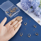 20Pcs Brass Leverback Earring Findings, Flower, with Loops & 20Pcs Open Jump Rings, Real 18K Gold Plated, 17x8mm, Hole: 1.5mm