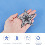 8Pcs 8 Style Star Glitter Hotfix Rhinestone, Iron on Patches, Dress Shoes Garment Decoration, Jet, 50~77x57~82x2~4mm, 1pc/style