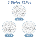 72Pcs 3 Sizes Grade AA Brass Ice Pick Pinch Bails for Pendant Making, Cadmium Free & Nickel Free & Lead Free, Platinum, 10~14x6~7x3~5mm, Hole: 2mm, Pin: 0.5~1mm, 24pcs/style