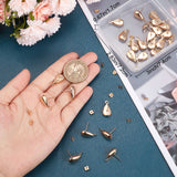 30Pcs Brass Stud Earring Findings, with Horizontal Loop & 30Pcs Ear Nuts, Teardrop, Nickel Free, Real 18K Gold Plated, 17x8.5mm, Hole: 1.8mm, Pin: 0.8mm