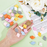 35Pcs 7 Colors Easter Opaque Resin Cute Pet Pendants, 3D Rabbit Charms with Platinum Tone Iron Loops, Mixed Color, 21x24x12mm, Hole: 2mm, 5pcs/color