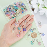 10 Sets Transparent Spray Painted Glass Butterfly Pendant Decorations, with Alloy Lobster Claw Clasps, Clip-on Charms, Mixed Color, 30mm, 6pcs/set