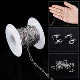 DIY Chain Bracelet Necklace Making Kit, Including 304 Stainless Steel Paperclip Chains & Jump Rings & Clasps, Stainless Steel Color, Chains: 10x3x0.5mm, 5M/set