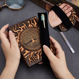 1Pc Rectangle Cloth Pen Bag, 1 Book A6 3D Embossed PU Leather Notebook, with Paper Inside, for School Office Supplies, Tree of Life, Notebook: 135x99~100x21~22mm, Pen Bag: 165x30x0.5mm