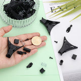 DIY Tie Clips Hardware Fastener for Clip On Tie, Including Triangle Plastic Tie Clips, Iron Springs & Cube & Column Findings & Screw & Tie Clips, Black, 72Pcs/box