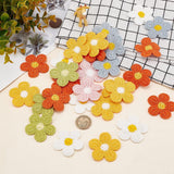 60Pcs 6 Colors  Ornament Accessories, Polyester Computerized Embroidery Cloth Iron On/Sew On Patches, Appliques, Flower, Mixed Color, 51mm, 10pcs/color