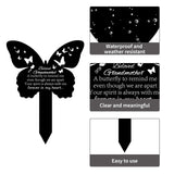 Acrylic Garden Stake, Ground Insert Decor, for Yard, Lawn, Garden Decoration, with Memorial Words Beloved Grandmother, Butterfly, 200x150mm