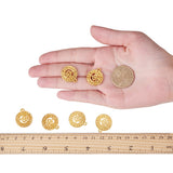 Alloy Pendants, Matte Style, Flat Round with Om Symbol, Golden, 22.5x19x2.5mm, Hole: 2mm, 10pcs/box