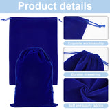 Rectangle Velvet Jewelry Pouch Bags, with Polyester Drawstring, Dark Blue, 34.8x24.8cm