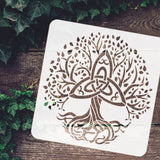 PET Hollow Out Drawing Painting Stencils, for DIY Scrapbook, Photo Album, Tree of Life Pattern, 30x30cm