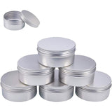 Round Aluminium Tin Cans, Aluminium Jar, Storage Containers for Cosmetic, Candles, Candies, with Screw Top Lid, Platinum, 9.2x4.5cm, Capacity: 200ml, 6pcs/box