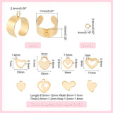 DIY Charms Cuff Ring Making Kit, Including Stainless Steel Loop Ring Base & Charms, Heart & Moon, Golden & Stainless Steel Color, 42Pcs/box
