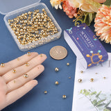 250Pcs 5 Styles 304 Stainless Steel Beads, Round, Golden, 2~6x2~5mm, Hole: 0.8~2.2mm, 50pcs/style