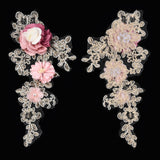2Pcs Polyester Computerized Embroidery Cloth Iron on/Sew on Patches, with Rhinestone and Paillettes, Costume Accessories, Appliques, Colorful, 272x128x29mm