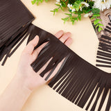 2 Meters PU Imitation Leather Tassels Trimming, for Costume Accessories, Coffee, 100~105x0.5mm