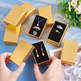 Rectangle Cardboard Paper Jewelry Set Boxes, Jewelry Case with Sponge Inside for Necklace Rings Earrings Storage, Goldenrod, 8.1x5.1x3.1cm