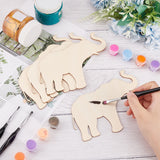 Unfinished Wooden Pieces, Wood Cutouts, Elephant Pattern, 11.4x15.5x0.23cm