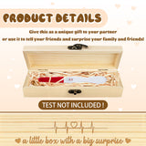 Rectangle Wooden Pregnancy Test Keepsake Box with Lock, Baby Annouced Engraved Case for Grandparents Dad Aunt and Uncle, Blanched Almond, Heart, 20x5x3cm