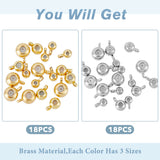 36Pcs 6 Style Brass Tube Bails, Loop Bails, Bail Beads, with CCB Plastic Inside, Long-Lasting Plated, Round, Platinum & Golden, 5~7x3~5x2.2~3.8mm, hole: 1~1.2mm, 6pcs/style