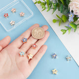 12Pcs 6 Colors Brass Enamel Beads, Nickel Free, Real 18K Gold Plated, Star with Evil Eye, Mixed Color, 11x11.5x4mm, Hole: 1.2mm, 2pcs/color