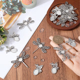 DIY Blank Pendant Making Kit, Including Butterfly & Dragonfly Alloy Pendants Cabochon Settings, Glass Cabochons, Antique Silver, 80Pcs/bag