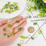 24Pcs 6 Styles Plastic & Glass Dreadlocks Beads, Braiding Hair Pendants Decoration Clips, with Iron Jump Rings, Leaf/Disc/Round, Golden, 22~44mm, 4pcs/style