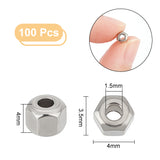 100Pcs Eco-Friendly 201 Stainless Steel Beads, Faceted, Rondelle, Stainless Steel Color, 3.5x4x4mm, Hole: 1.5mm