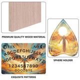 Printed Wood Pendulum Dowsing Divination Board Set, Rectangle Talking Board, with Planchette Accessories, Angel & Fairy, 11.2~30x9~21x0.5cm, 2pcs/set