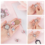 DIY Interchangeable Dome Office Lanyard ID Badge Holder Necklace Making Kit, Including Brass Jewelry Snap Buttons, Alloy Snap Keychain Making, 304 Stainless Steel Cable Chains Necklaces, Heart Pattern, 18.5x9mm, 12pcs/set, 1set/box