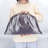 Cloth Imitation Silk Dustproof Storage Pouches, Portable Travel Drawstring Bag, Rectangle, Gray, 39.7x50x0.45cm, 12pcs/bag