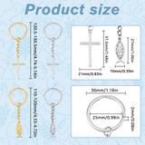 Jesus Fish & Cross Tibetan Style Alloy Pendant Keychain, with Iron Split Key Rings, for Car Key Bag Decoration, Platinum & Golden, 8.3~9.3cm, 2 color, 12pcs/color, 24pcs/set