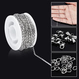 DIY Chain Bracelet Necklace Making Kits, Including 304 Stainless Steel Box Chains/Venetian Chains & Lobster Claw Clasps, 201 Stainless Steel Snap On Bails, Stainless Steel Color, Chain: 10m/bag