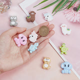 10Pcs 10 Style Silicone Beads, Chewing Beads For Teethers, Tortoise & Elephant & Unicorn & Sheep & Raccoon, Mixed Color, 26.5~31x20~29x7.5~10.5mm, Hole: 2~3mm, 1pc/style